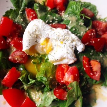 Poached Eggs and Miso Dressed Salad | www.thealiconklin.com