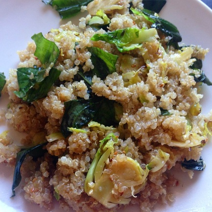 Sesame Basil Quinoa with Fried Brussels Sprouts | www.thealiconklin.com