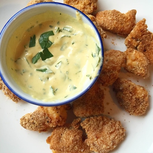 Homemade Chicken Nuggets with Parsley Dijonnaise Dip | www.thealiconklin.com